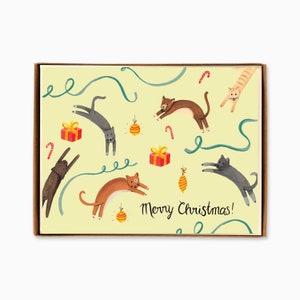 Lot de 8 cartes de vœux Chats sauteurs