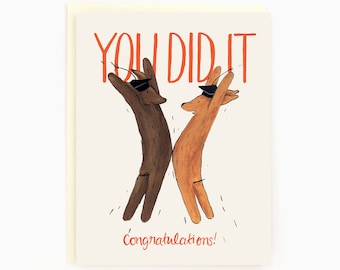 Tu l'as fait! Toutes nos félicitations! - Grad Dogs - Carte de remise des diplômes d'animaux drôles