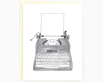 Typewriter black & white - Royal typewriter - Blank Greeting Card