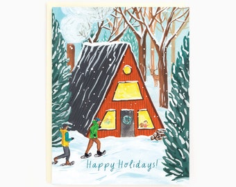 Happy Holidays! - Holiday A Frame Cottage - Winter/Outdoor Holiday Card