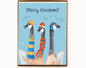 Set of 8 Holiday Geese Christmas Cards