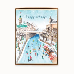 Lot de 8 cartes des Fêtes d'Ottawa, canal Rideau