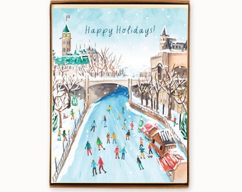 Set of 8 Holiday Ottawa Rideau Canal Cards