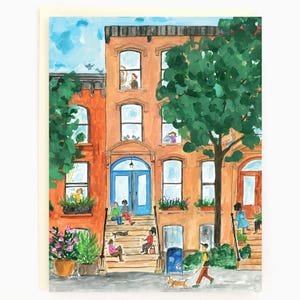 New York City Brownstones - greeting card