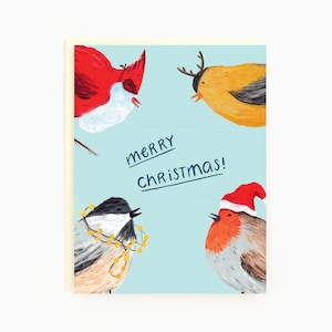 Joyeux noël! - Oiseaux de Noël - Carte de voeux de vacances