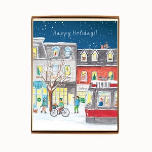 Ensemble de 8 cartes de vacances Toronto Queen Street - Wraparound Card