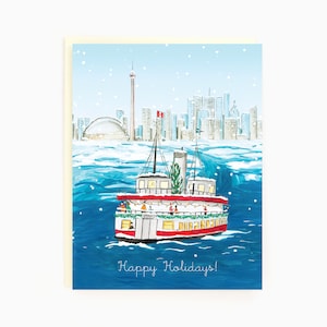 Joyeuses fêtes! - Traversier de l'île de Toronto - Carte de vacances sur le thème de Toronto
