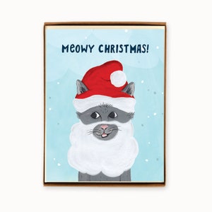 Lot de 8 cartes de Noël Santa Cat