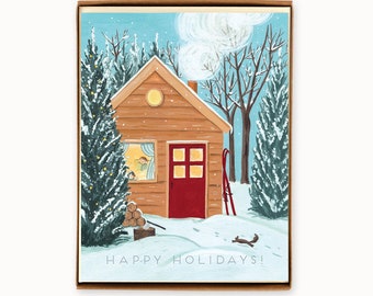 Set of 8 Cozy Cottage Holiday Cards