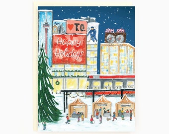 Happy Holidays! - Toronto Yonge & Dundas Wraparound Card - Toronto-themed Holiday Card