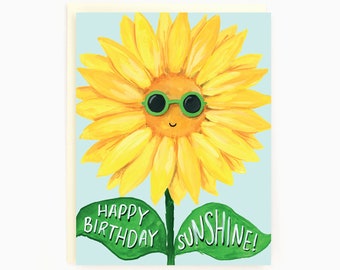 Happy Birthday Sunshine! - Birthday Sunflower - Birthday Card