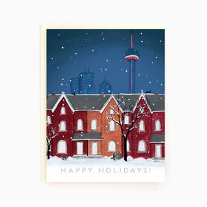 Joyeuses fêtes! - Toronto Snowy Night - Carte de vœux sur le thème de Toronto