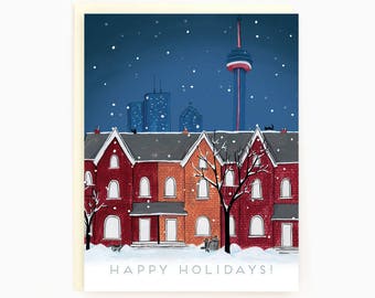 Happy Holidays! - Toronto Snowy Night - Toronto-themed Holiday Card