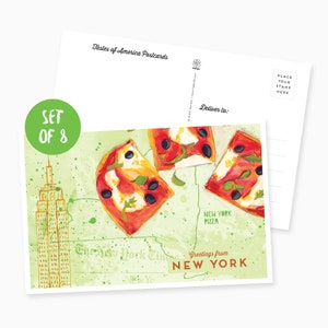 Set of 8 Greetings from New York Illustrated Postcards