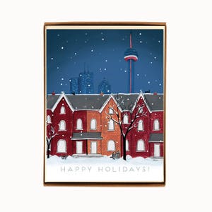Ensemble de 8 cartes de vacances Toronto Snowy Night