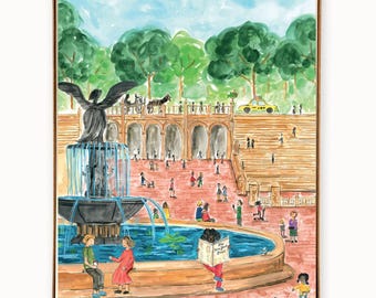 Set of 8 New York City Central Park Bethesda Fountain Summer cards