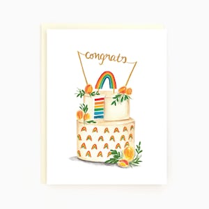 Bravo! - Gâteau de mariage arc-en-ciel - Carte de vœux de mariage LGBTQ+