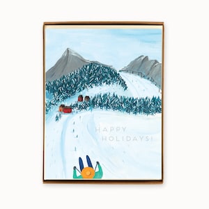 Coffret de 8 cartes de vacances - Ski - joyeuses fêtes - hiver - plein air - nature