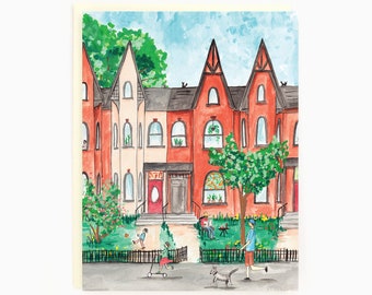 Toronto Cabbagetown Summer - Toronto Themed Greeting Card