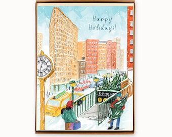 Set of 8 New York Flatiron Building Holiday Cards