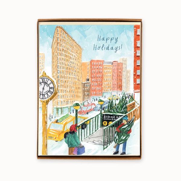 Set of 8 New York Flatiron Building Holiday Cards