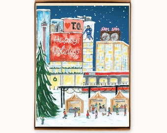 Set of 8 Toronto Yonge & Dundas Holiday Cards - Wraparound Card