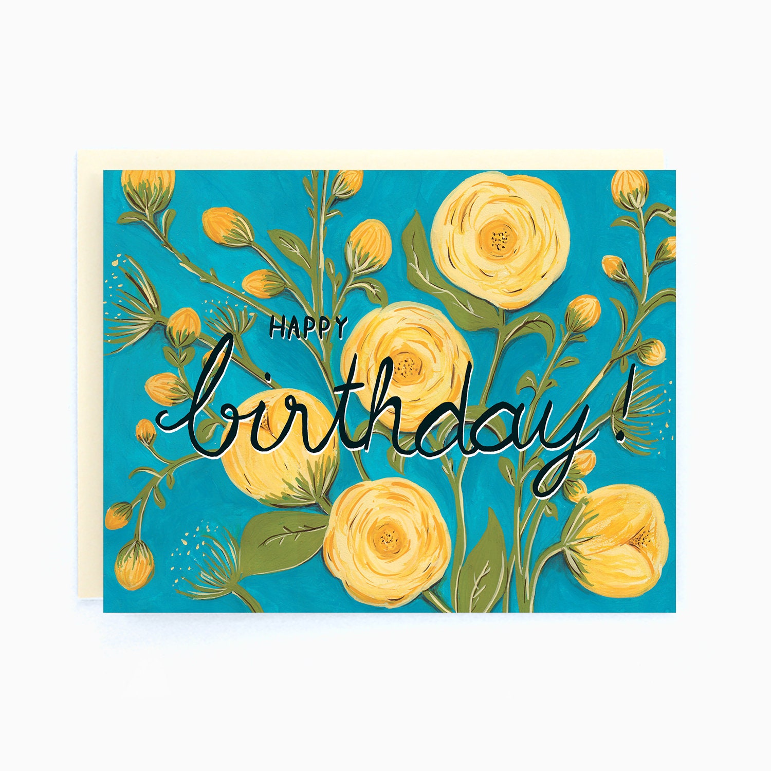 Happy Birthday Peonies Birthday Greeting Card Flowers Etsy
