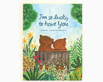 I'm so lucky to have you … Happy Anniversary ! - Anniversary Bears - Anniversary/Love Greeting Card