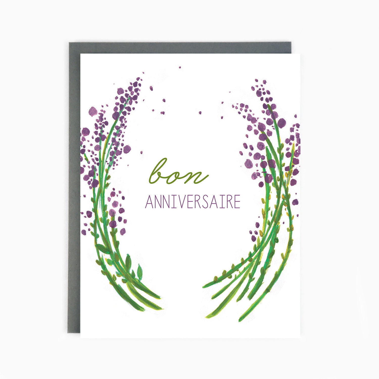 Bon Anniversaire French Birthday Greeting Card Lavender Etsy