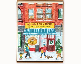 Set of 8 New York Deli Holiday Cards