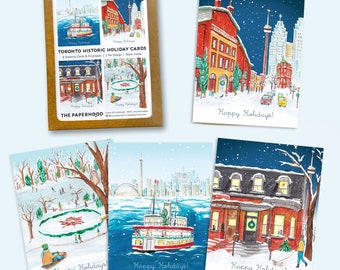 Assorted Set of 8 'Toronto-themed Historic Holiday' Greeting Cards