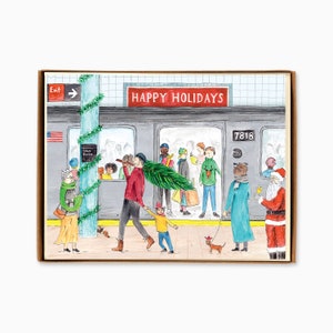 Jeu de 8 cartes de vœux pour le métro de New York