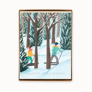 Ensemble de 8 cartes de vacances de ski de fond