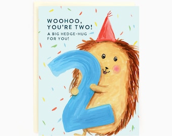 Happy Second Birthday! - Woohoo You're Two! - 2nd Birthday Card - Birthday Card