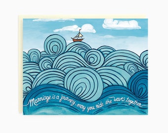 Marriage is a journey, may you ride the waves together - Wedding Waves - Celebrate Wedding card