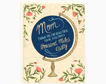 Merci d'être là pour moi - Mom Globe - Carte de fête des mères longue distance