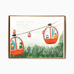 Lot de 8 cartes de vœux Joyeuses Fetes Gondola (français)
