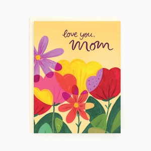 Love You Mom - Bouquet de fleurs de maman colorées - Carte de vœux pour la fête des mères