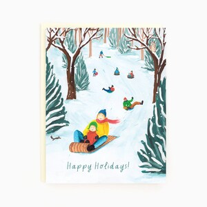 Joyeuses fêtes! - Luge de vacances - Carte de vacances hiver/plein air