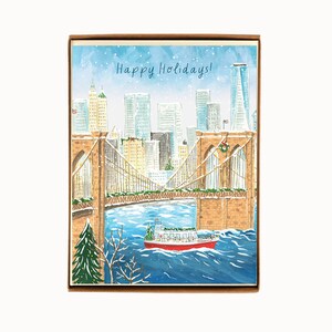Ensemble de 8 cartes de vœux du pont de Brooklyn à New York
