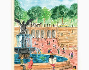 New York City Central Park Bethesda Fountain Summer - greeting card