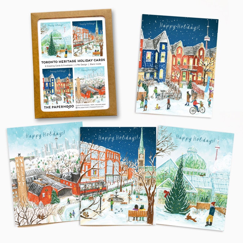 Assortiment de 8 cartes de vœux Toronto Heritage Holiday image 1