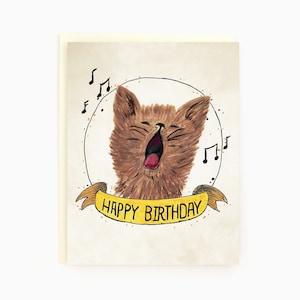 Carte Joyeux anniversaire - chat d'anniversaire - chat mignon d'anniversaire