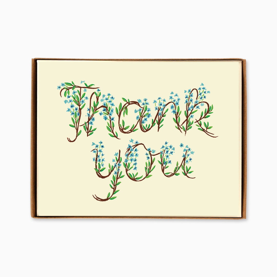 Set of 8 Floral Thank You Greeting Cards - Etsy