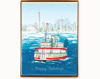 Set of 8 Toronto Island Ferry Holiday Cards