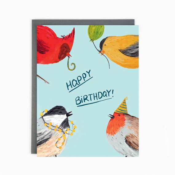 Bon Anniversaire Oiseaux Danniversaire Drole De Carte Etsy France