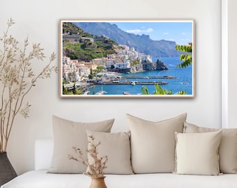 Amalfi Coast Italy Frame TV Art, Italy Coastal Photography for Samsung Frame TV, Mediterranean Coast Travel Photography, Sized for Frame TV