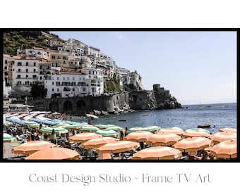 Samsung Frame TV. Original Italian Art for Frame TV. Cinque Terre, Italy Art. Italy beach art. Cinque Terre. Italy Painting Instant Download
