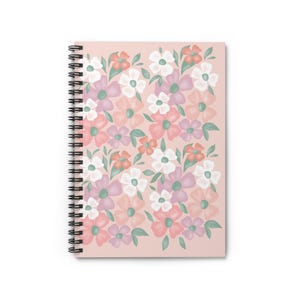 Pink Floral Spiral Notebook - Ruled Line