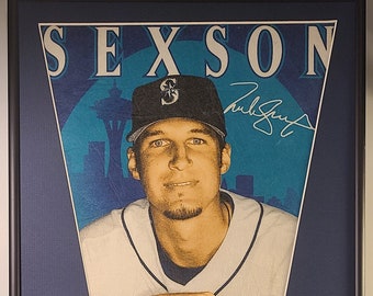 Seattle Mariners Richie Sexson Pennant Framed with cards...Custom Framed!!!